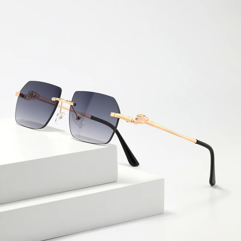 Lunettes de soleil sans monture rectangulaires unisexe – Protection UV400