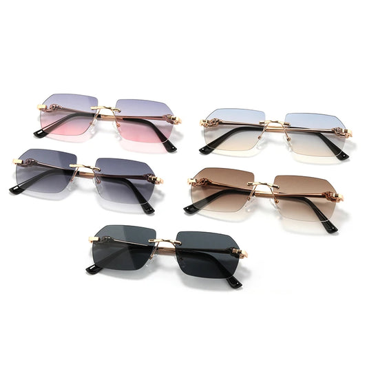 Lunettes de soleil sans monture rectangulaires unisexe – Protection UV400